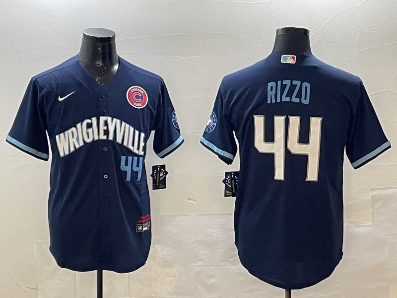 Men Chicago Cubs #44 Rizzo Blue City Edition 2025 Nike MLB Jersey style 2